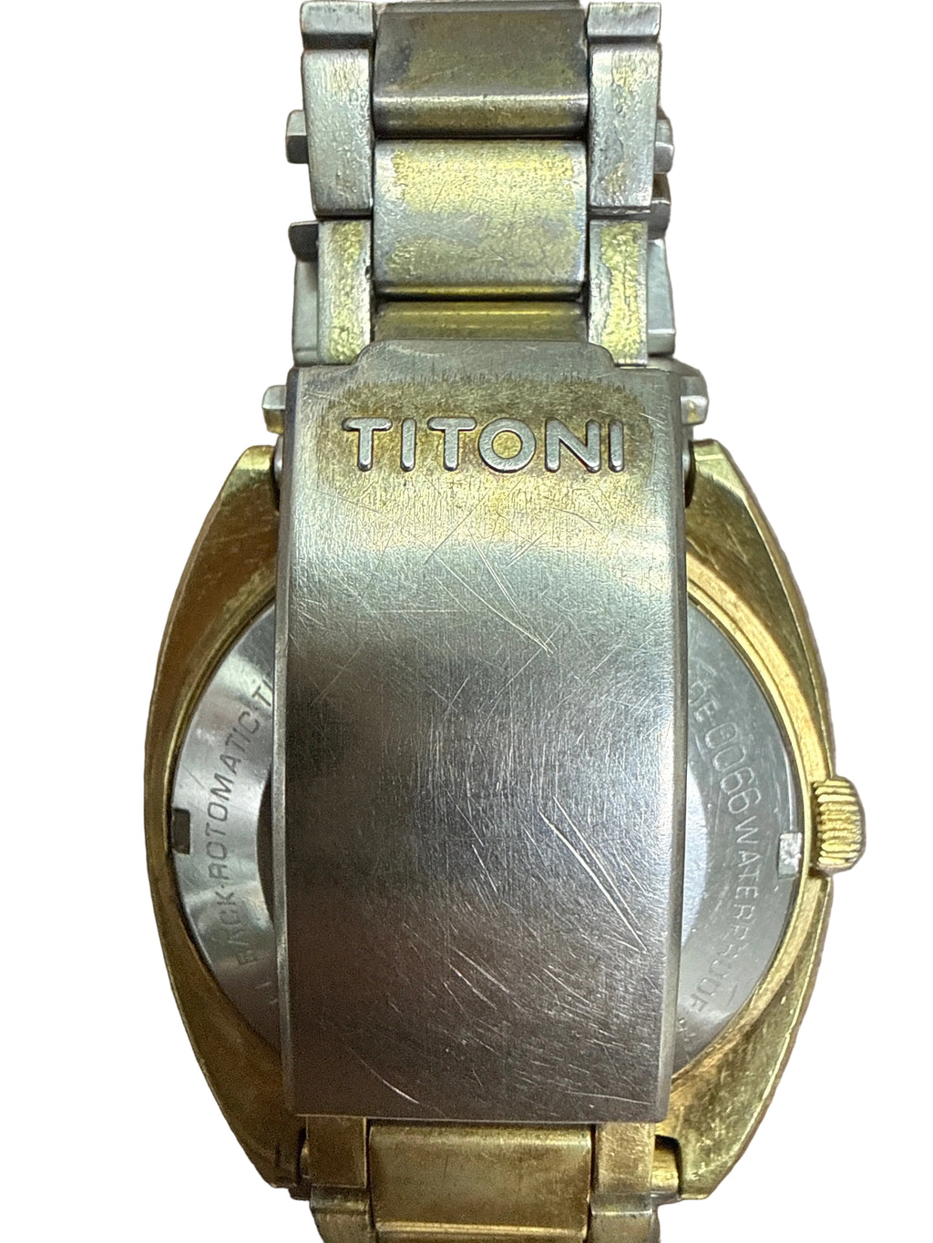 [已抹油高頻名機] 1970s Vintage Titoni Swing Star 梅花旋風之星｜金色粗拉絲樹皮紋面・瑞士 ETA 2790-1 (28,800 vph)・電視機型外殼・原裝梅花鋼帶