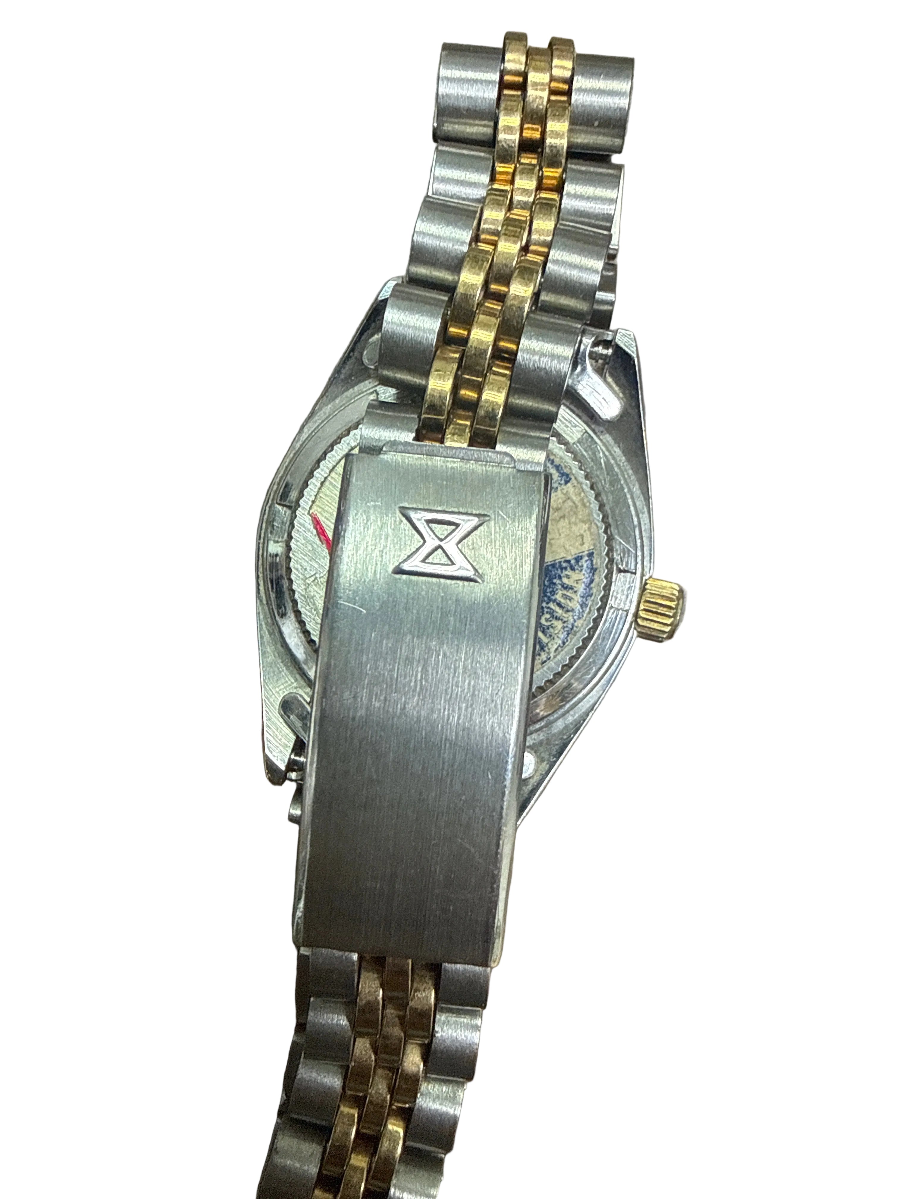 [經典金銀潤老錢風] 瑞士名牌 EDOX 依度 復古女裝小五珠日曆石英錶 - 香檳金放射面 / 金色狗牙圈 / 原裝螺絲鎖霸的 / 全原裝五珠帶