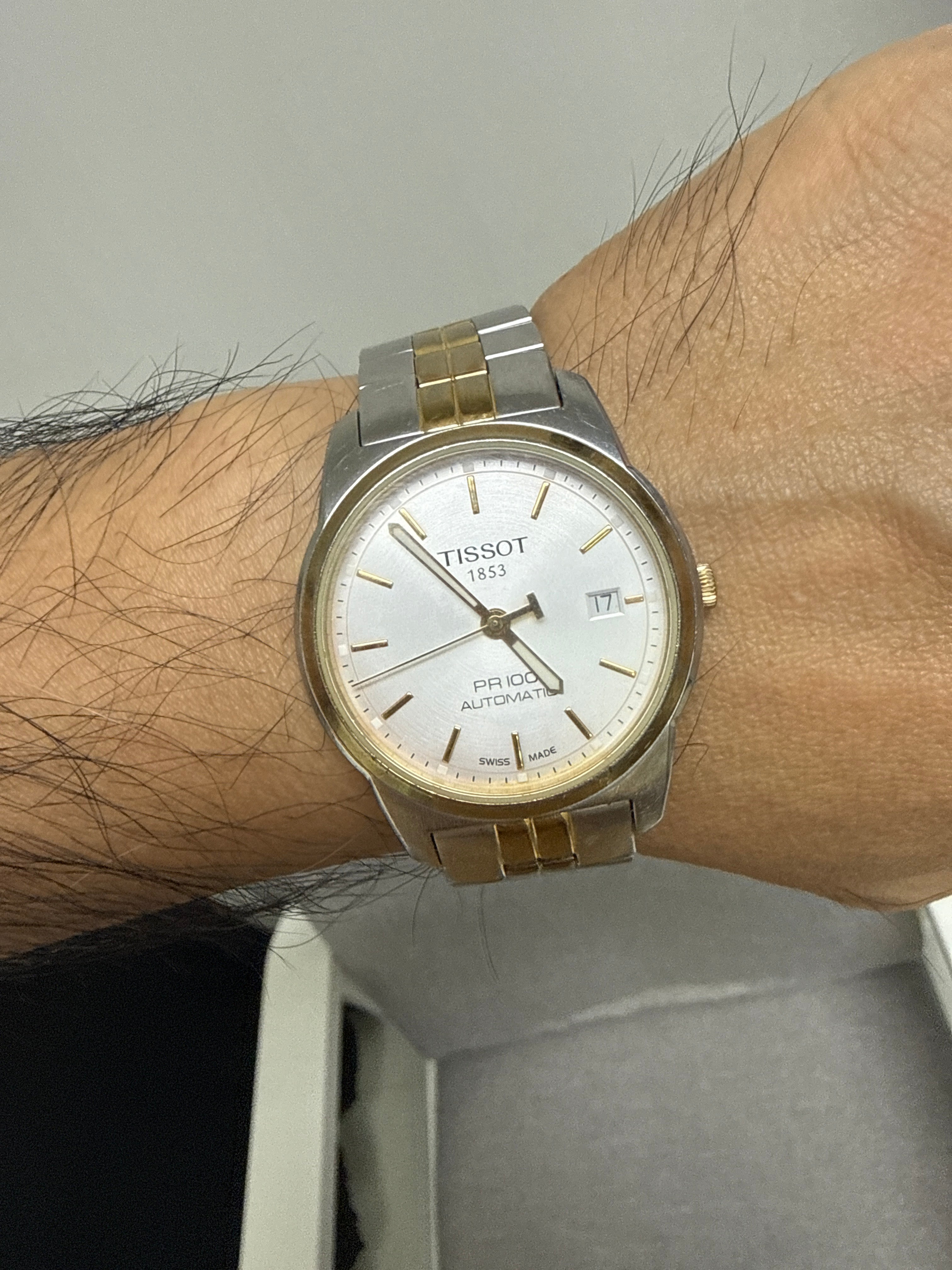 [平民實用瑞錶] Vintage Tissot PR 100 - 金鋼白面雙色 / 瑞士原裝 ETA 2824-2 自動機芯（擺幅 271° 勁道十足）/ 藍寶石鏡面透底