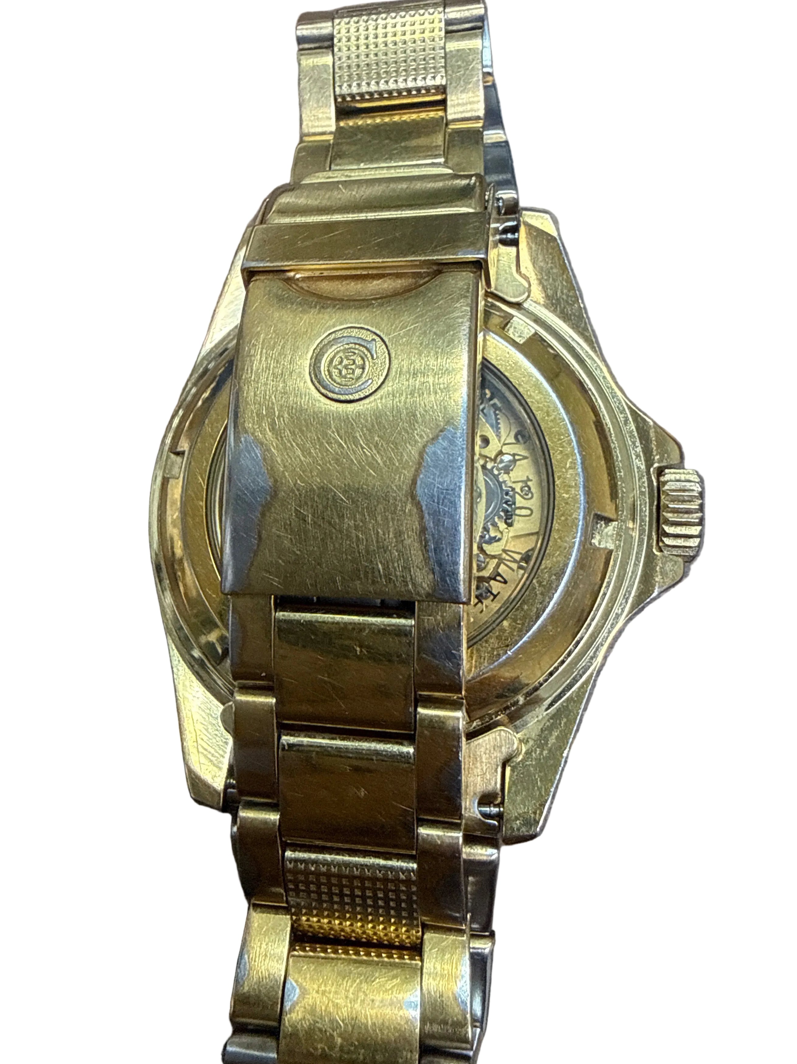 [黃金百事水鬼] 1990s Vintage Cyma 1862 司馬 100M 潛水錶｜瑞士 ETA 2824-2 自動名機 (停秒)・罕見黃金底紅藍百事單向圈・藍寶石鏡面・螺絲鎖霸・原裝包金鋼帶 (17cm)