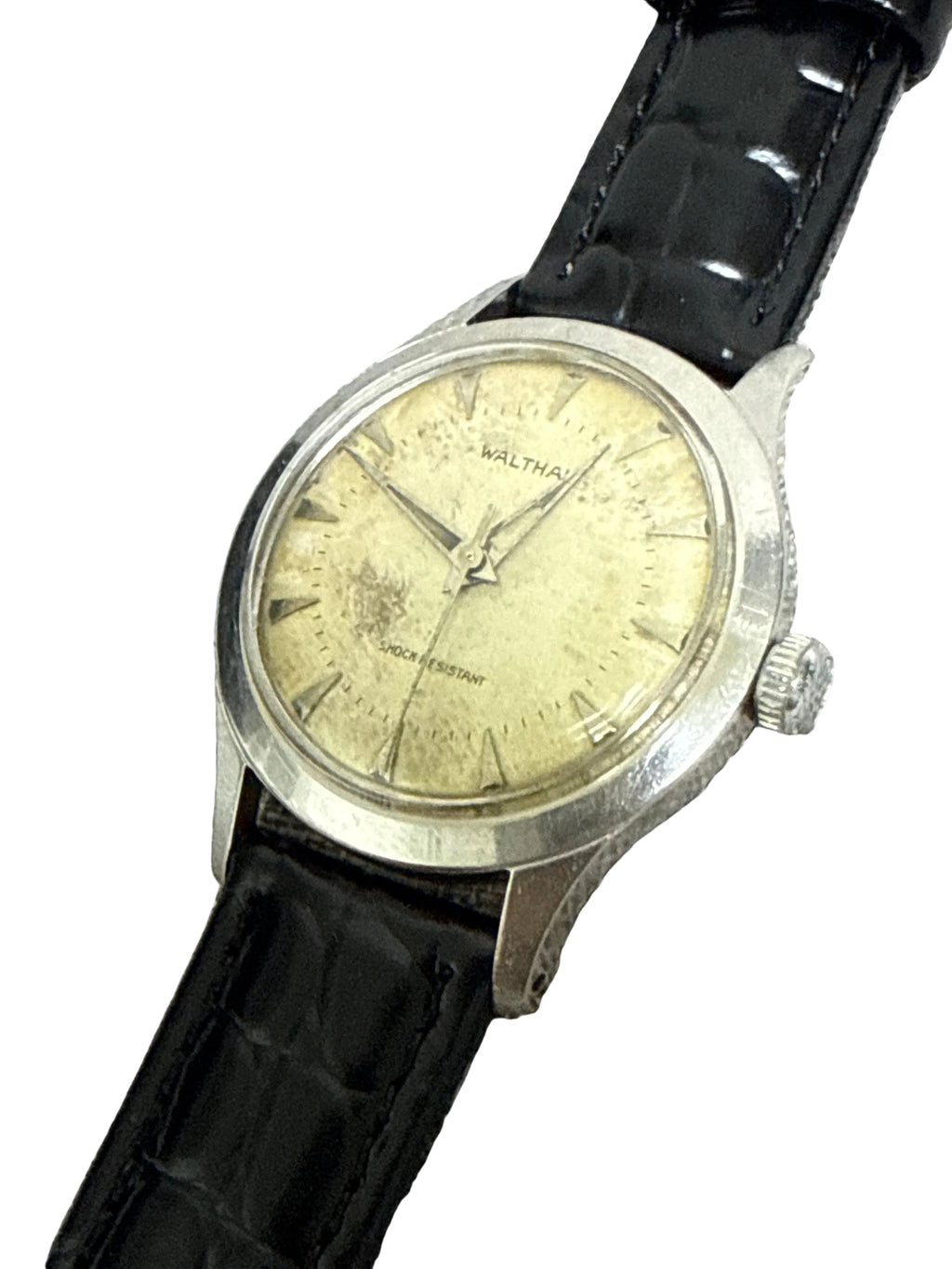 [均真平玩50年代老味] 1950s Vintage Waltham 華生古董手動錶｜瑞士 AS 1187/94 名芯 (擺幅200°+)・烏蠅字釘・自然歲月氧化面 (Tropical Patina)・復古穿耳殼