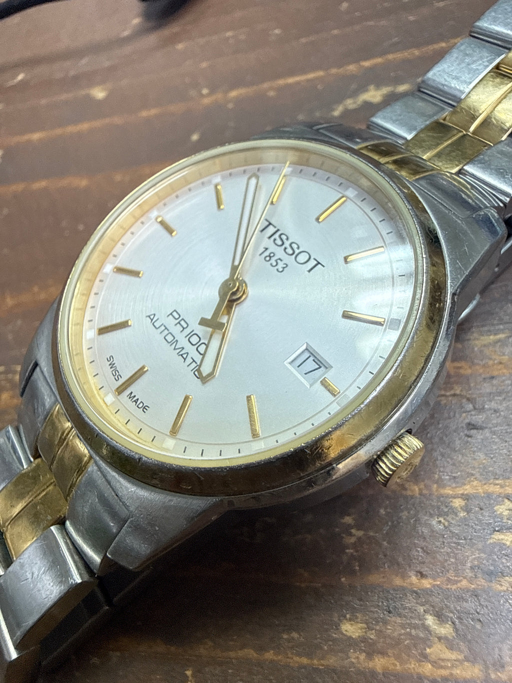 [平民實用瑞錶] Vintage Tissot PR 100 - 金鋼白面雙色 / 瑞士原裝 ETA 2824-2 自動機芯（擺幅 271° 勁道十足）/ 藍寶石鏡面透底