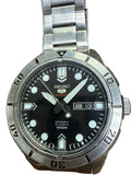 [45mm 重裝怪獸潛水王] Seiko 5 Sports 舊五標 100M 水鬼｜日本 4R36 機芯 (支援手上鏈+停秒)・鋼色單向外圈・棒棒糖夜光針・原裝折疊扣鋼帶 (16.5cm)
