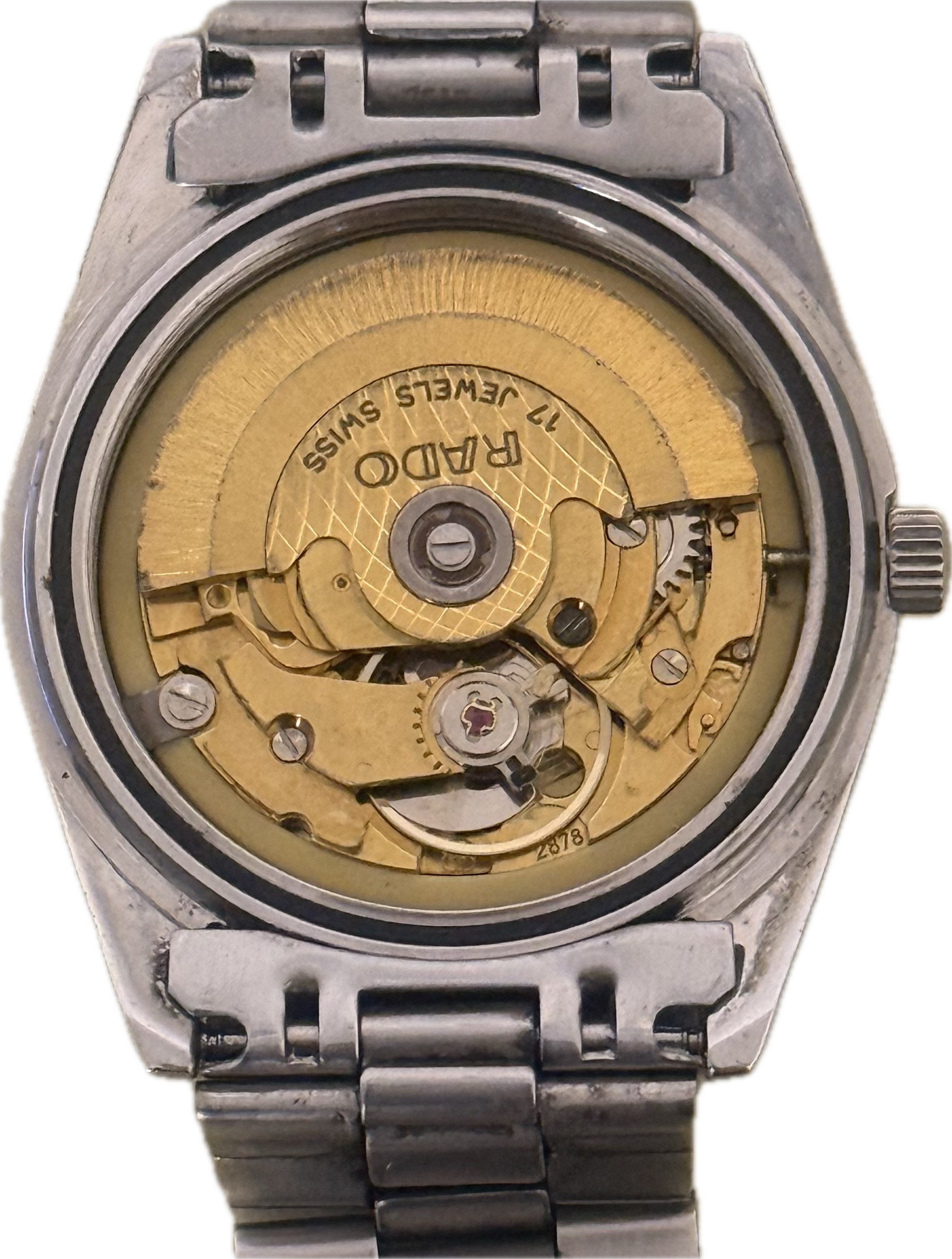 [經典靈動紅錨] Vintage Rado Purple Horse 紫馬雙曆｜高頻 ETA 2878 自動名機 (擺幅 270°+)・經典坑紋狗牙圈・原裝旋轉紅錨・原裝雷達鋼帶