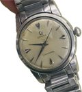 [50年代經典烏蠅字] Vintage Omega Seamaster 手動上鏈｜罕有 Cal. 420 機芯・經典闊耳牛角腳・原裝 1959 年歐米茄鋼帶・立體字釘銀放射面 (9.5mm 超薄)