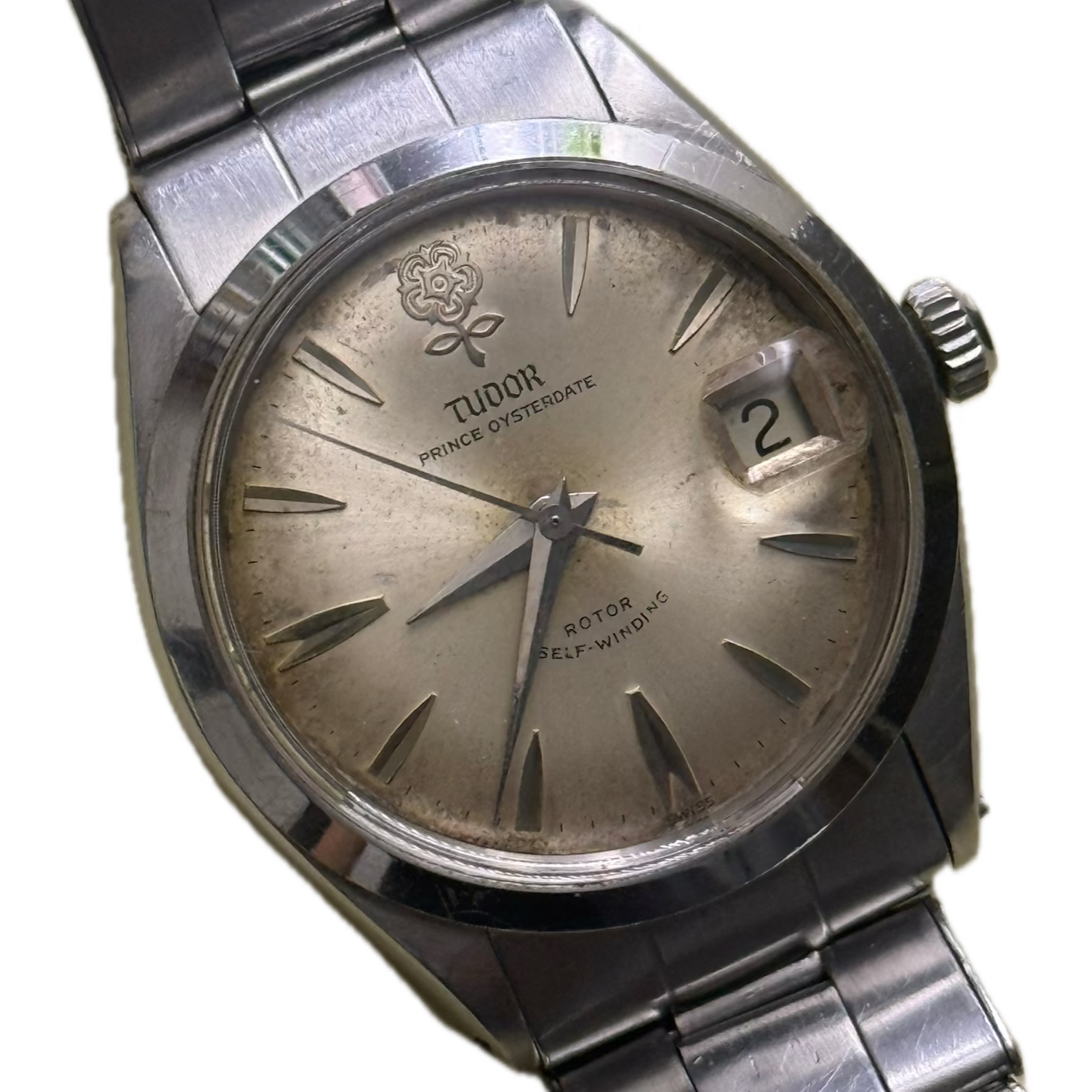 [古董收藏] Vintage Tudor Prince Oysterdate 7966「大花」- 原裝立體大花盤 / Rolex 7205 鉚釘鋼帶 / ETA 2462 自動機芯