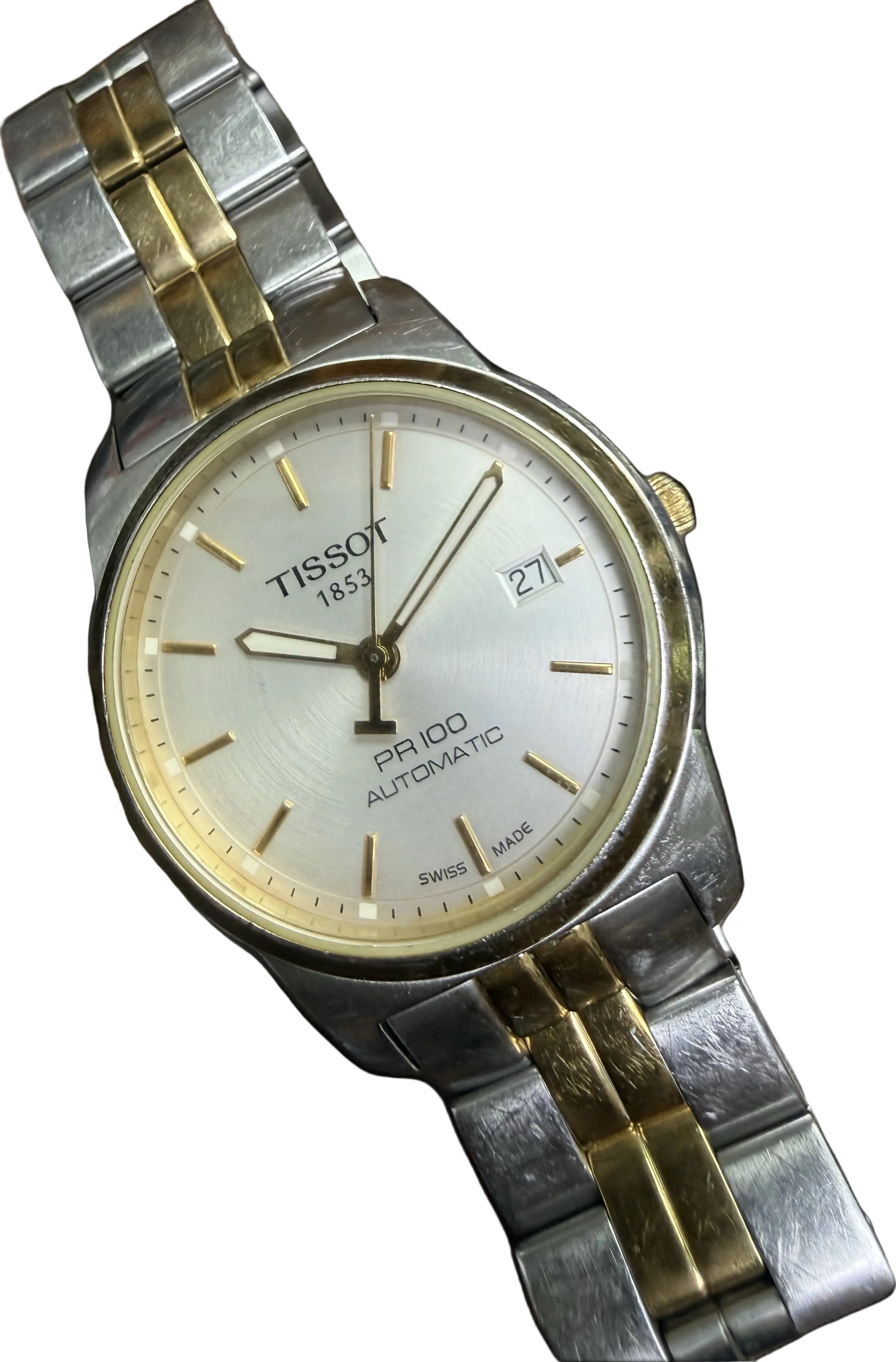 [平民實用瑞錶] Vintage Tissot PR 100 - 金鋼白面雙色 / 瑞士原裝 ETA 2824-2 自動機芯（擺幅 271° 勁道十足）/ 藍寶石鏡面透底
