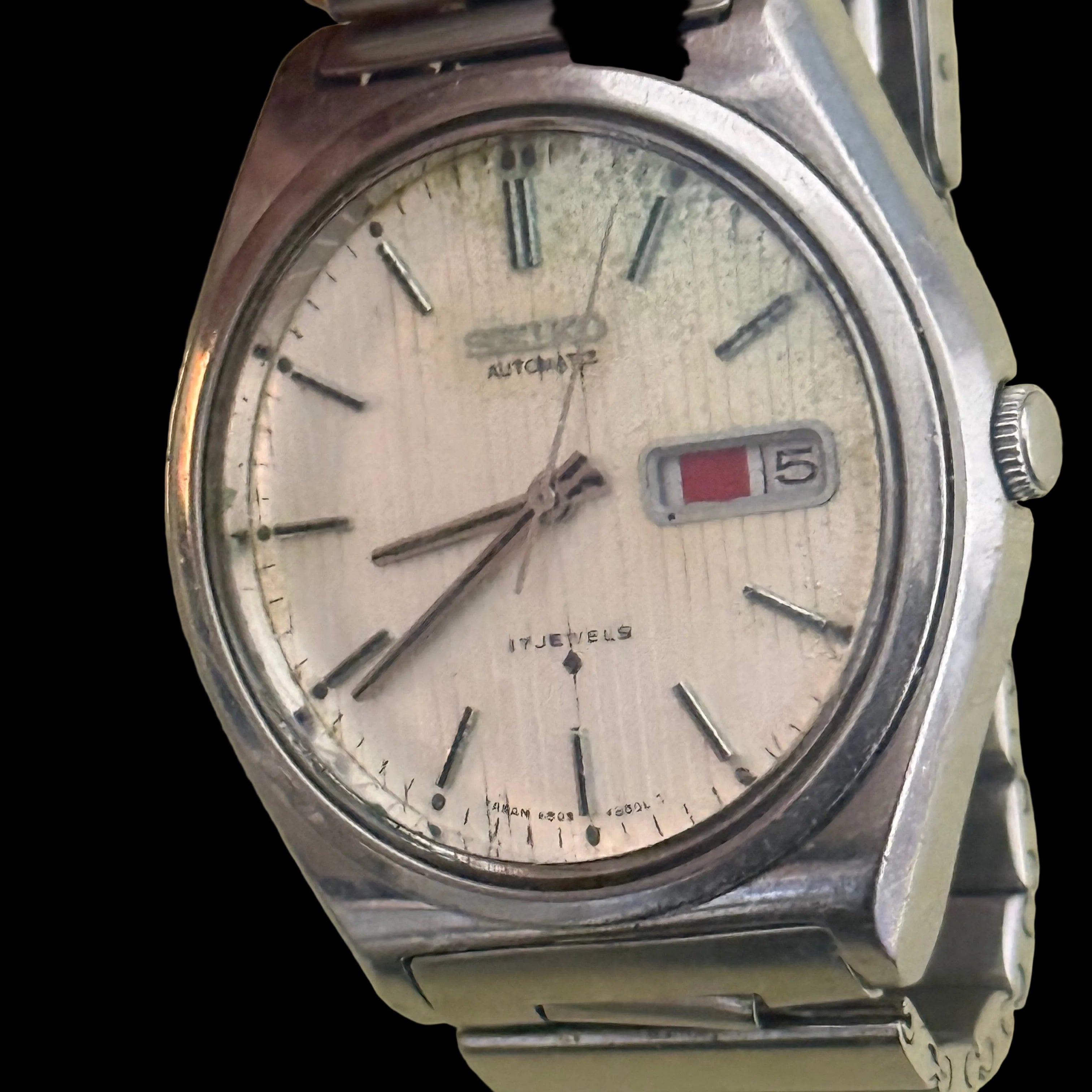 [第二精工舍閃電標] Vintage 1970s Seiko 6309 經典咕臣雙曆｜罕見英倫風直條紋面・日本原裝 Cal. 6309 自動名機・原裝長鋼帶 (手圍18.5cm)