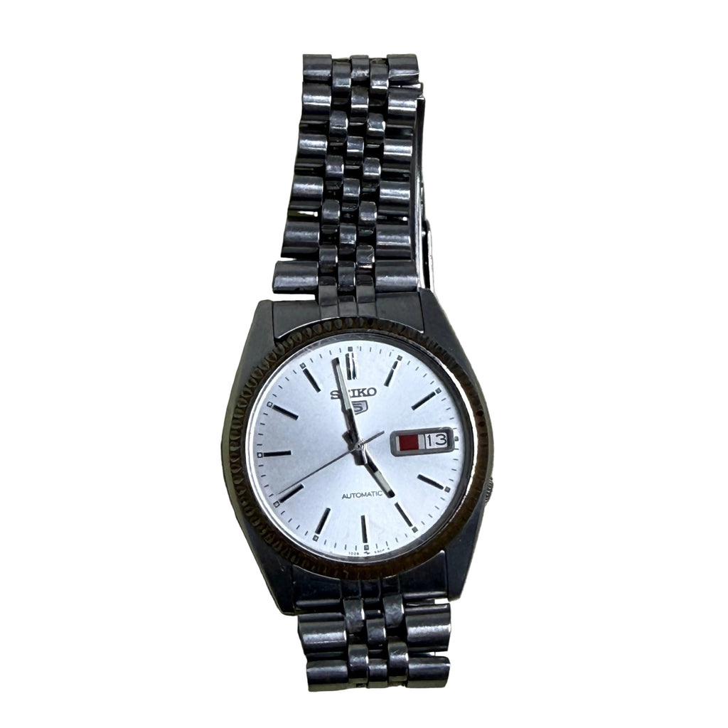 [少有狗牙圈] Vintage 1980s Seiko 5 7009-3110 五號雙曆鋼王 - 第二精工舍閃電心臟 Cal. 7009 / 相連雙曆窗 / 原裝五珠鋼帶 (手圍16.5cm)