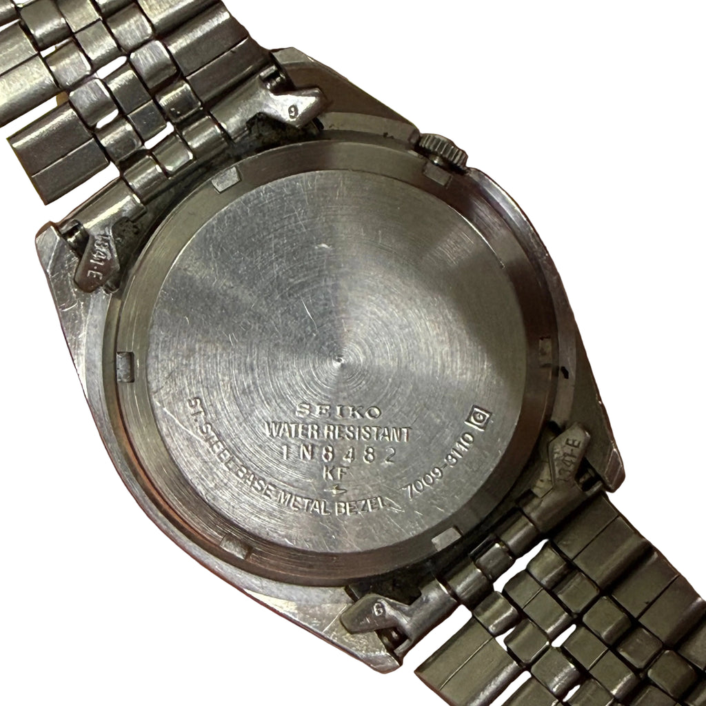 [少有狗牙圈] Vintage 1980s Seiko 5 7009-3110 五號雙曆鋼王 - 第二精工舍閃電心臟 Cal. 7009 / 相連雙曆窗 / 原裝五珠鋼帶 (手圍16.5cm)