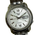 [黑軌道羅馬字] Seiko 5 經典五號自動雙曆鋼王 - 瑞士/英倫風黑軌道外圈 / 銀放射面 / 羅馬數字 6 & 12 / 原裝鋼帶 (手圍16.5cm)