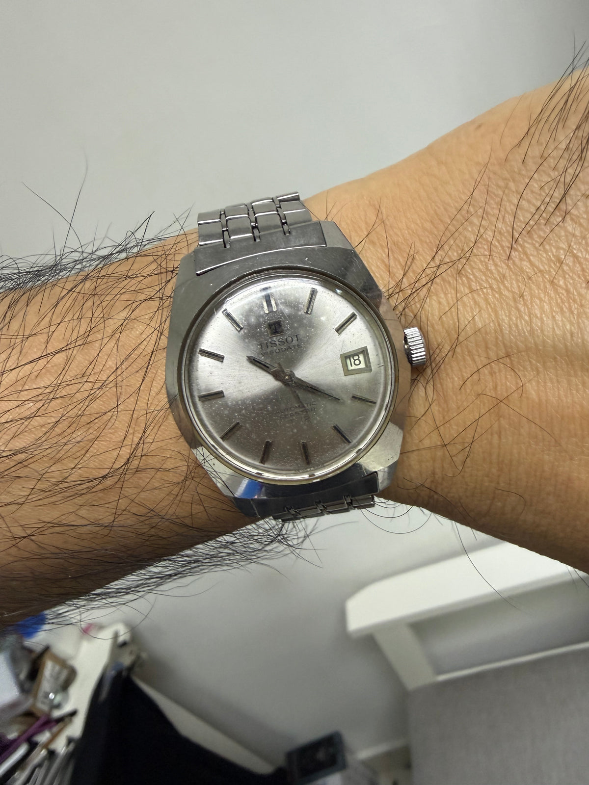 [已售出 SOLD OUT 典藏紀錄] 1960s 瑞士天梭 Tissot T12 鮑魚殼自動機械錶 - 原廠自產 Cal. 784-1 / 立體帆船浮雕底蓋 / 原裝四格磚仔履帶鋼帶 / 星塵氧化面