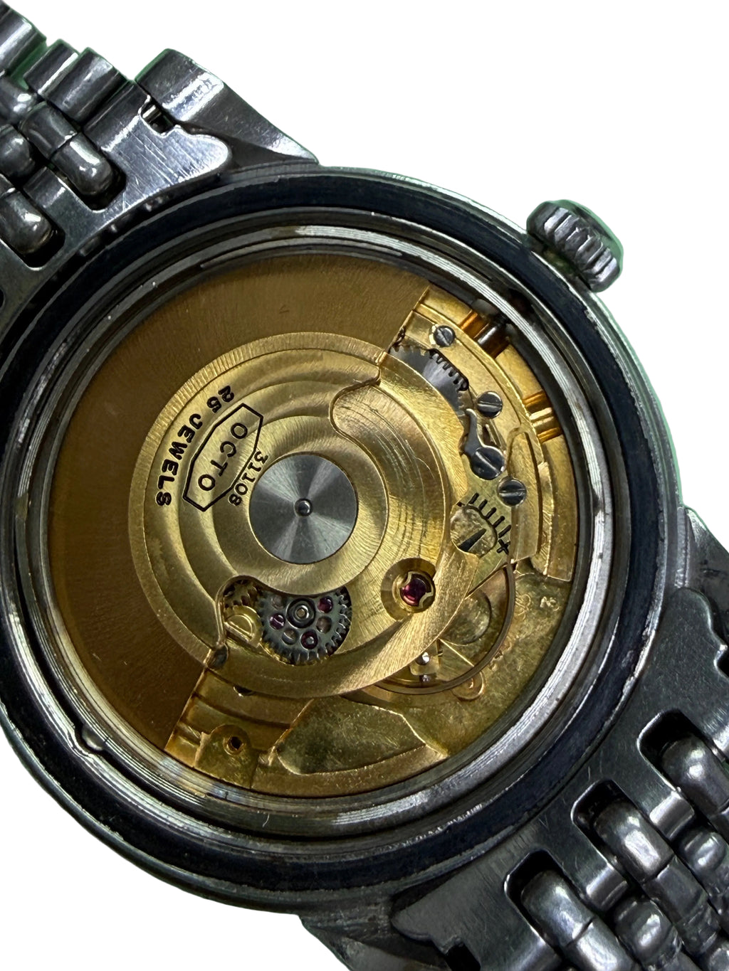 ⁠[罕見湖霸・唱片紋面] 1960s 瑞士 OCTO Lakemaster 25石自動機械錶 - 原廠 ETA 2451 / 無曆大三針 / 附五珠鋼帶⁠