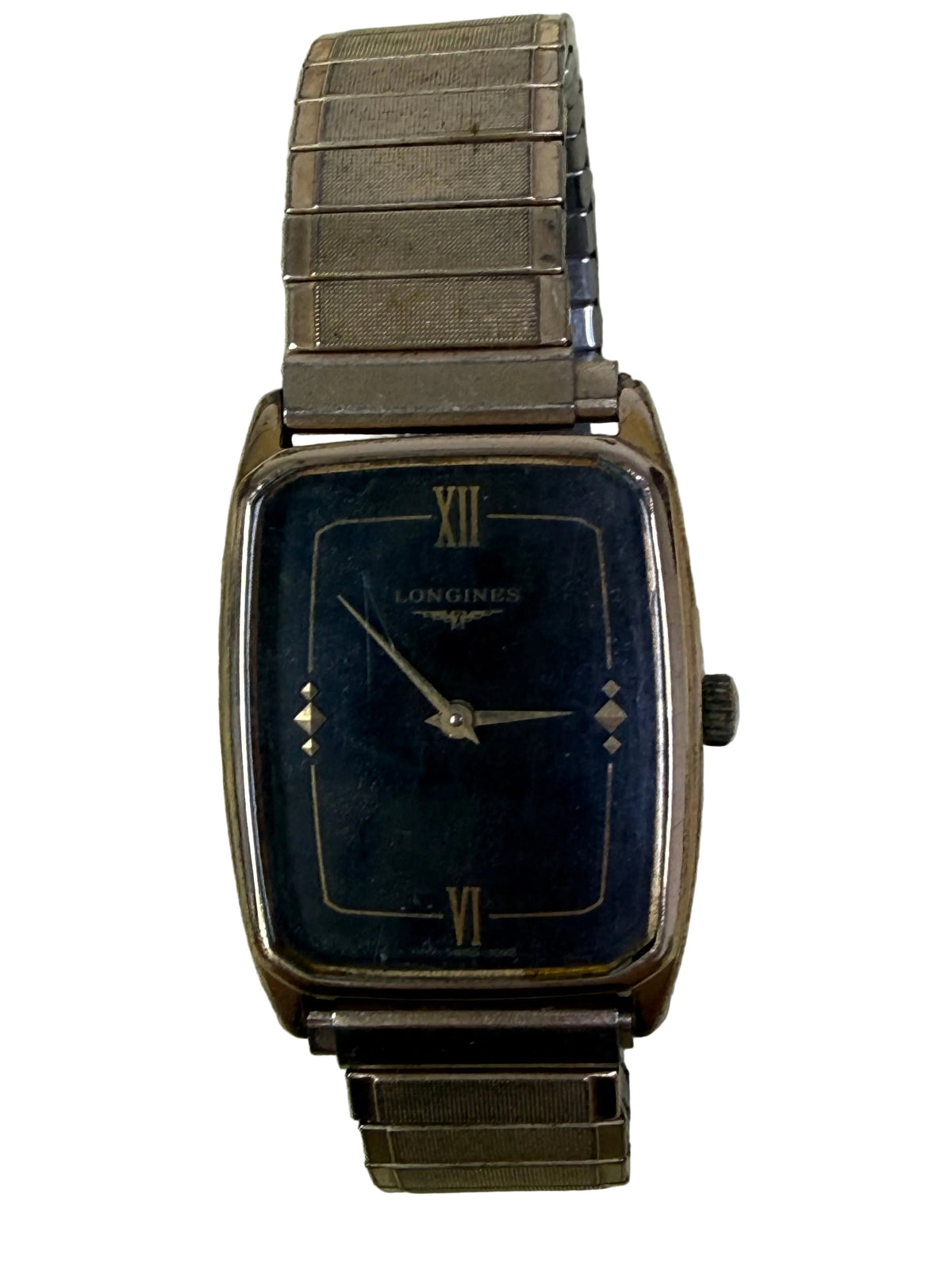 [極薄6mm・Art Deco] 1970s 瑞士浪琴 Longines 古典長方手動機械錶 - 自產 Cal. L847 / 黑金雙菱釘 / 附香港製伸縮帶 / HK$950