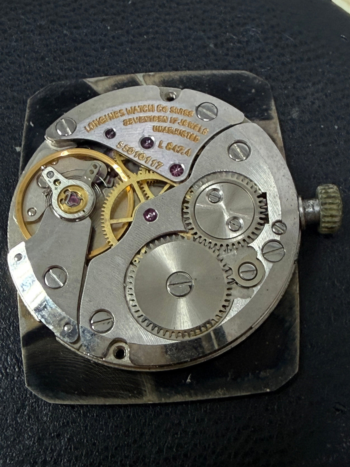 [極薄6mm・Art Deco] 1970s 瑞士浪琴 Longines 古典長方手動機械錶 - 自產 Cal. L847 / 黑金雙菱釘 / 附香港製伸縮帶 / HK$950