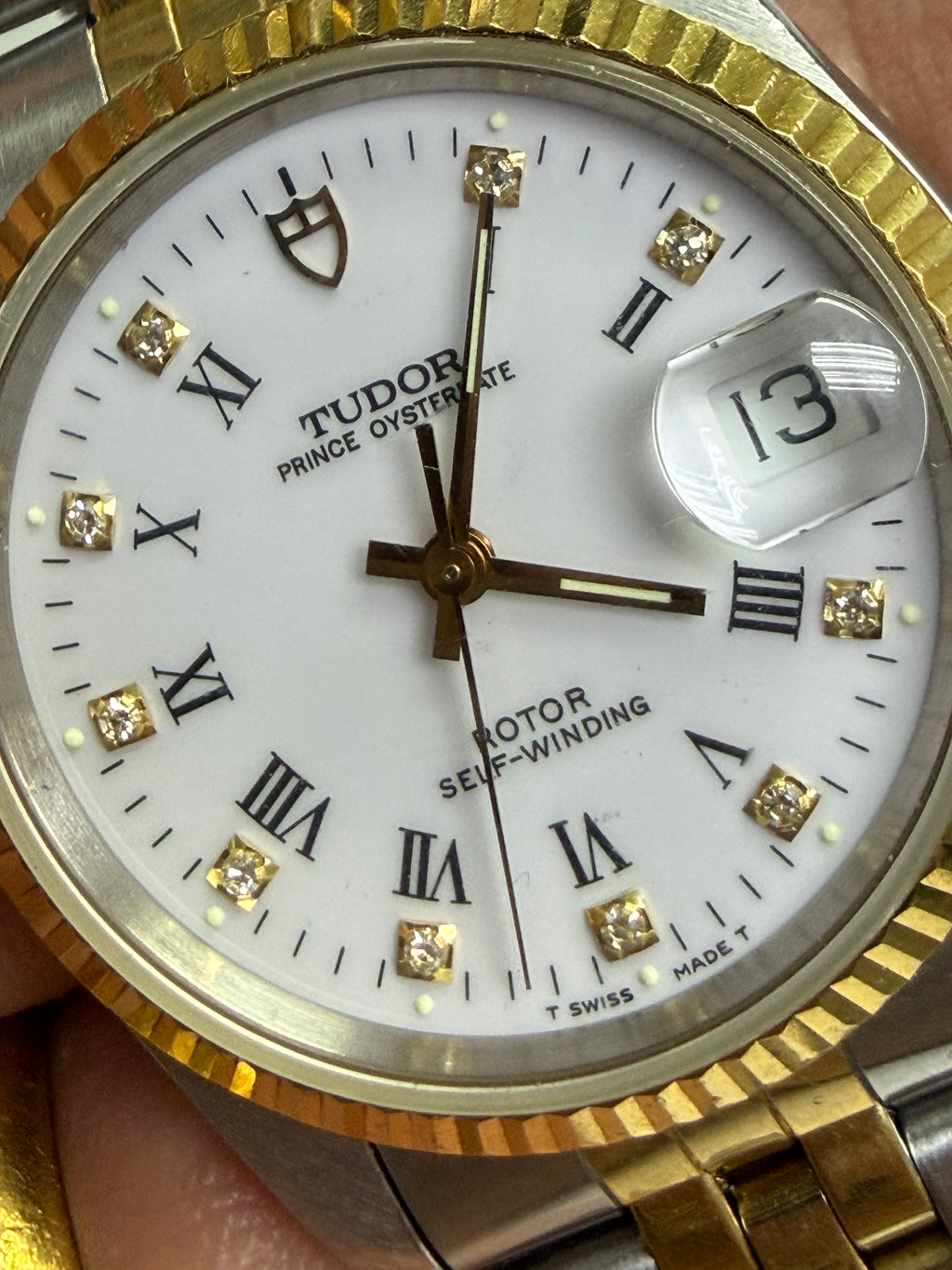 ⁠[今日重頭戲・勞底勞把] 1990s 帝舵 Tudor 74033 半金機械錶 - 18K金狗牙圈 / 原裝勞力士皇冠把&底蓋 / 白面羅馬10包石 / 齊原裝五珠包金帶 / 偏振0.0ms / HK$9,800⁠