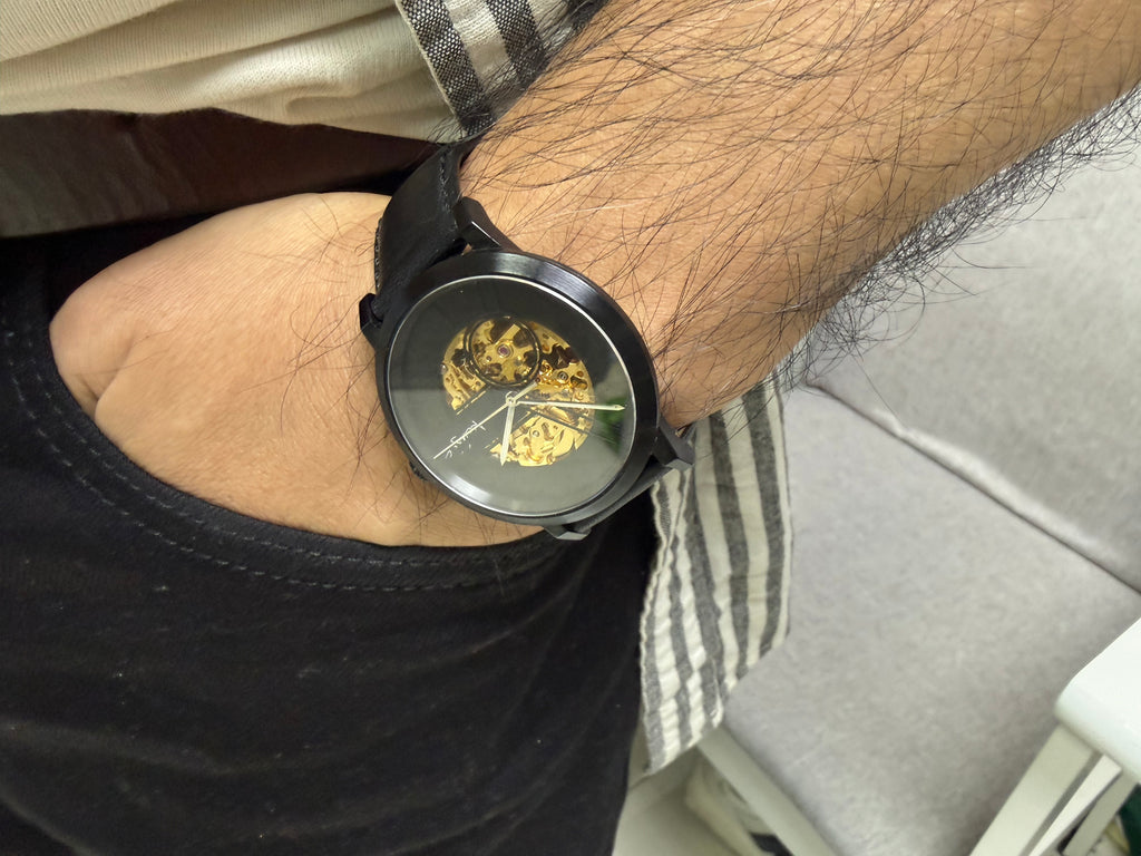 ⁠[全黑金心・日本鏤空名芯] Eoniq Cal. Miyota 8N24 黑色PVD機械錶 (HK$700) | Chrono33⁠