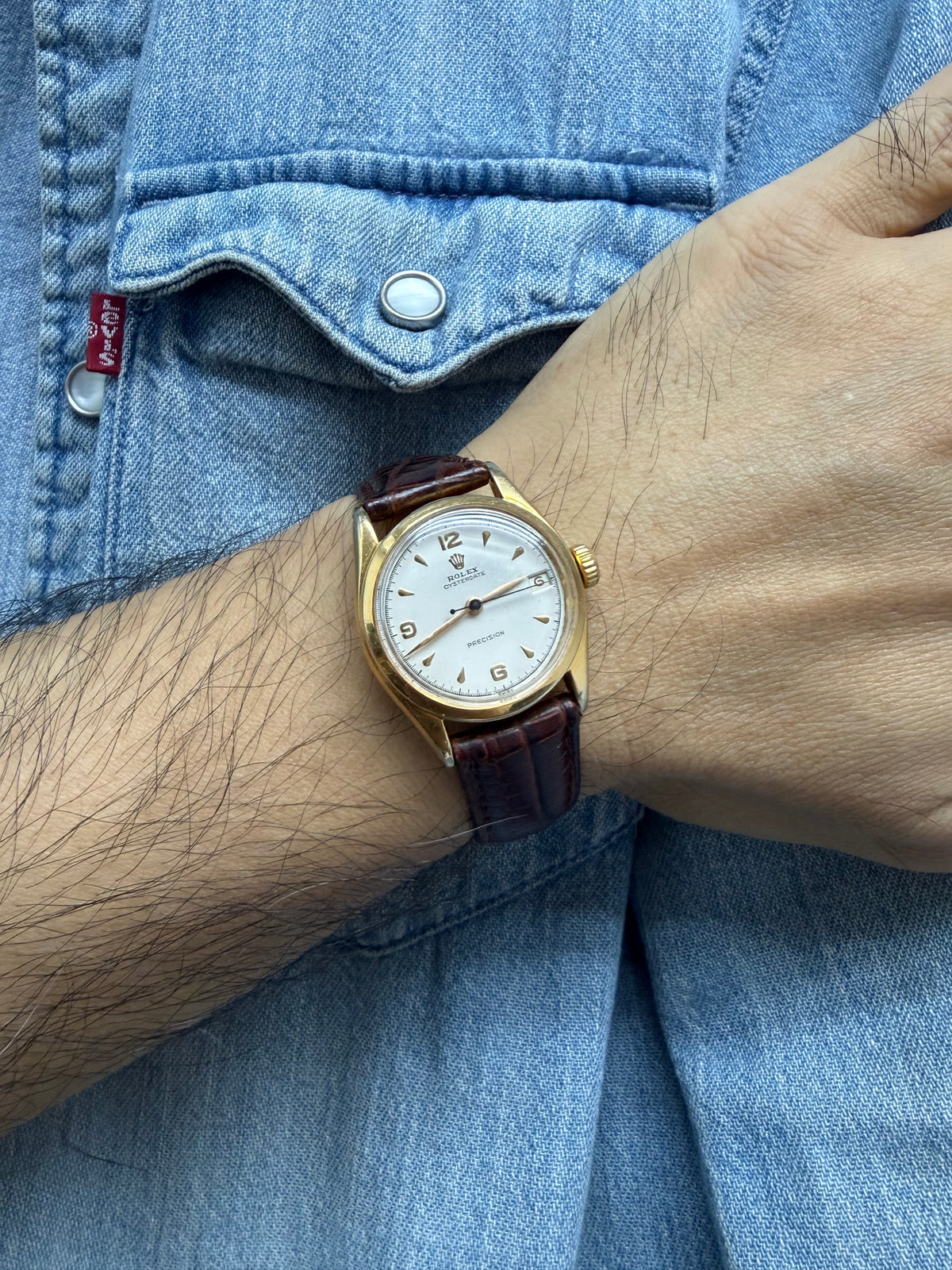 ⁠[1950s 稀有 3-6-9-12 匕首字面] 勞力士 Rolex Oysterdate 經典金款 手動機械錶 Cal.740 專利 Super Balance 擺輪⁠