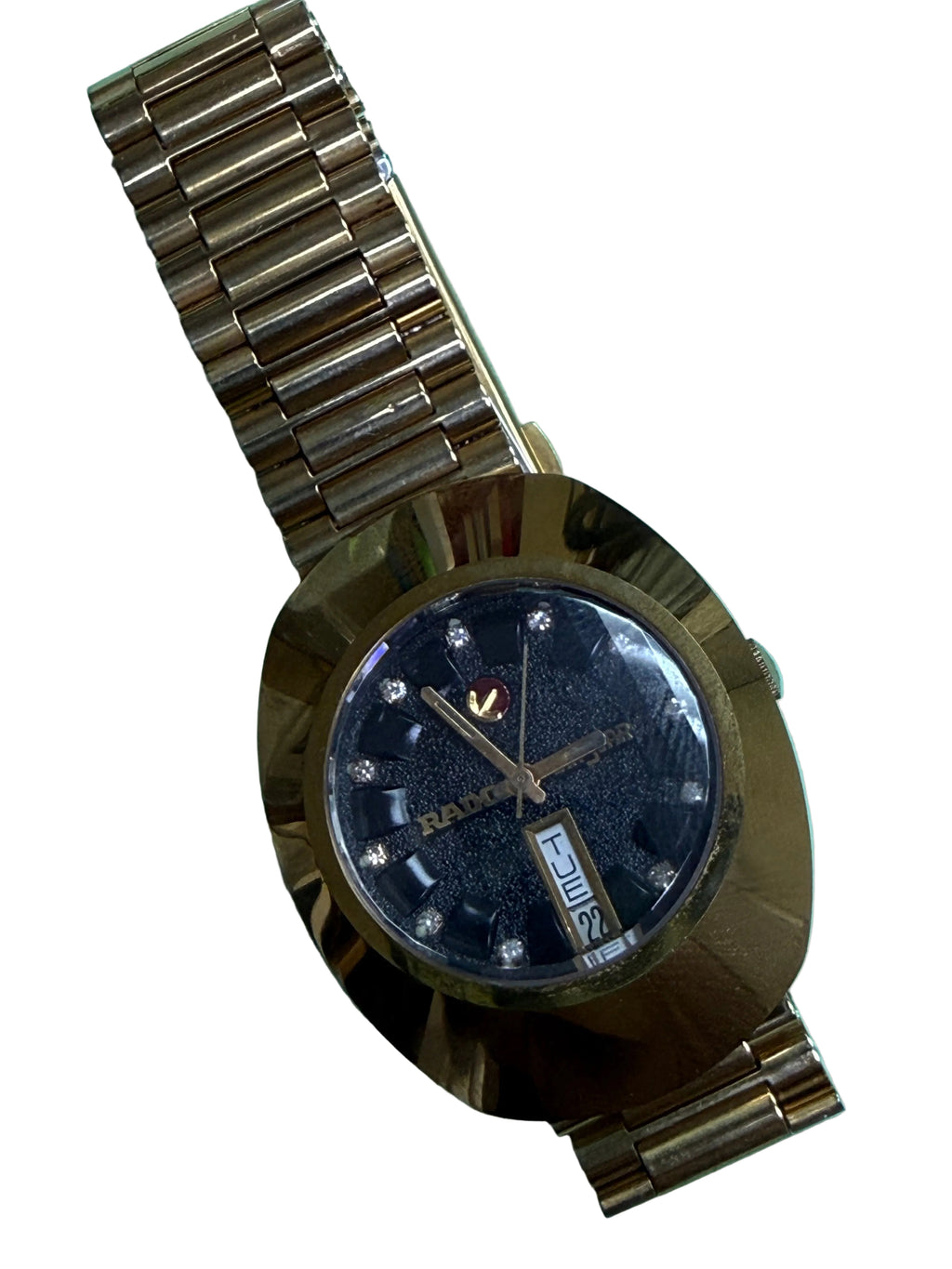 ⁠【經典垂直雙曆・黑沙金鑽】瑞士雷達 Rado DiaStar 鎢鋼金殼 早期 ETA 2836-1 鍍金機芯 原裝金鋼帶 35mm⁠
