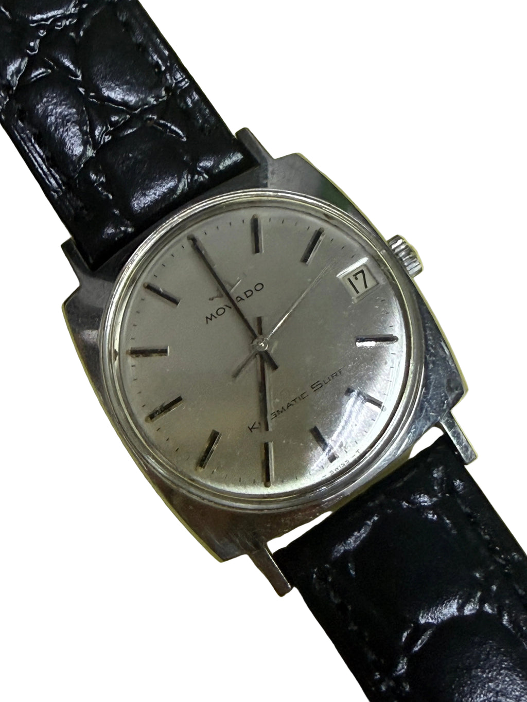⁠【已售典藏 SOLD OUT】Movado Kingmatic "Surf" 小方塊 瑞士原廠自產 Cal.388 自動名芯 弧面銀盤 立體國王章⁠