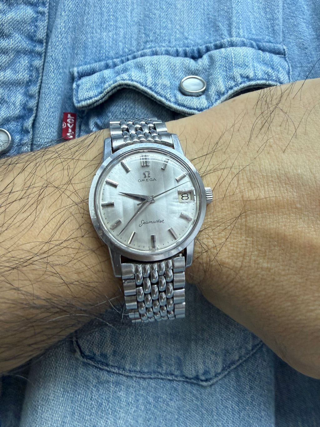 ⁠【全原裝米粒鋼帶・紅銅名芯】1960s 瑞士歐米茄 Omega Seamaster 海馬 Cal.610 手動機械錶 32.5mm 銀幕拉絲面⁠