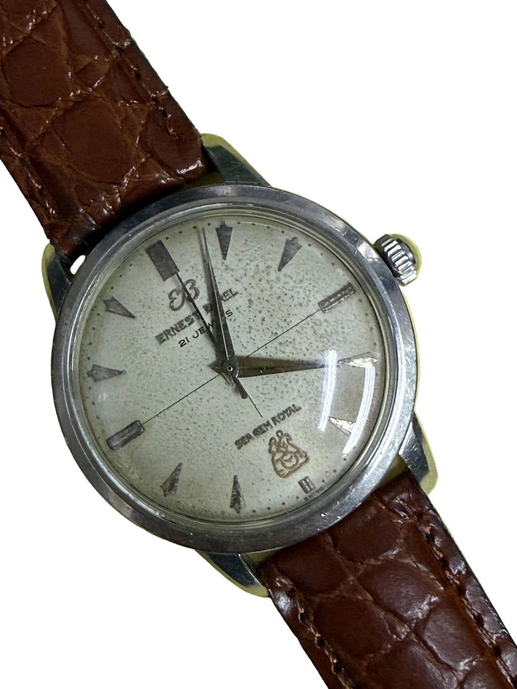 ⁠【1960s經典十字線・立體孖公仔金標】Ernest Borel 依波路 Sea Gem Royal 皇家海寶 FHF 73 手動機械錶 34.5mm 瑞士原裝⁠
