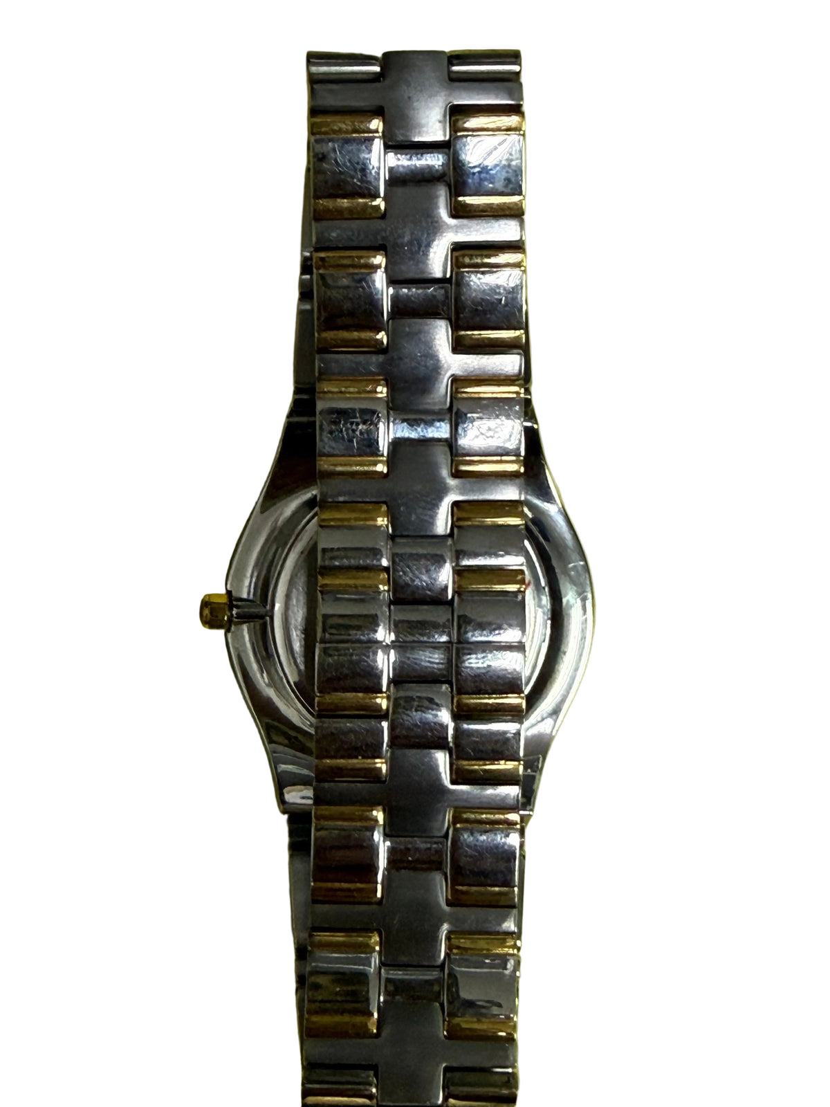 Bulova 寶路華 手錶 日本原廠機芯 白面金釘 雙色一體鋼帶 卡地亞風格黑寶石把頭 超薄男士正裝錶 38mm 中古腕錶⁠