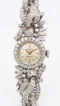 ⁠【周大福手工訂製全鑽手鐲】1960s 勞力士 Rolex Precision 18K白金晚裝腕錶 24粒天然美鑽圈 CTF梯方鑽藤蔓手鐲 (總重21.93g / 總長16cm) 瑞士原廠手動名芯⁠