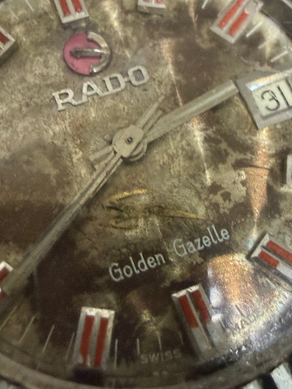 ⁠【天然歲月老黃油迷彩面・瑞士AS 1903名芯】1970s 雷達 RADO Golden Gazelle 金羚羊 鮑魚大鋼殼 自動機械腕錶 36.5mm 旋轉紅錨⁠