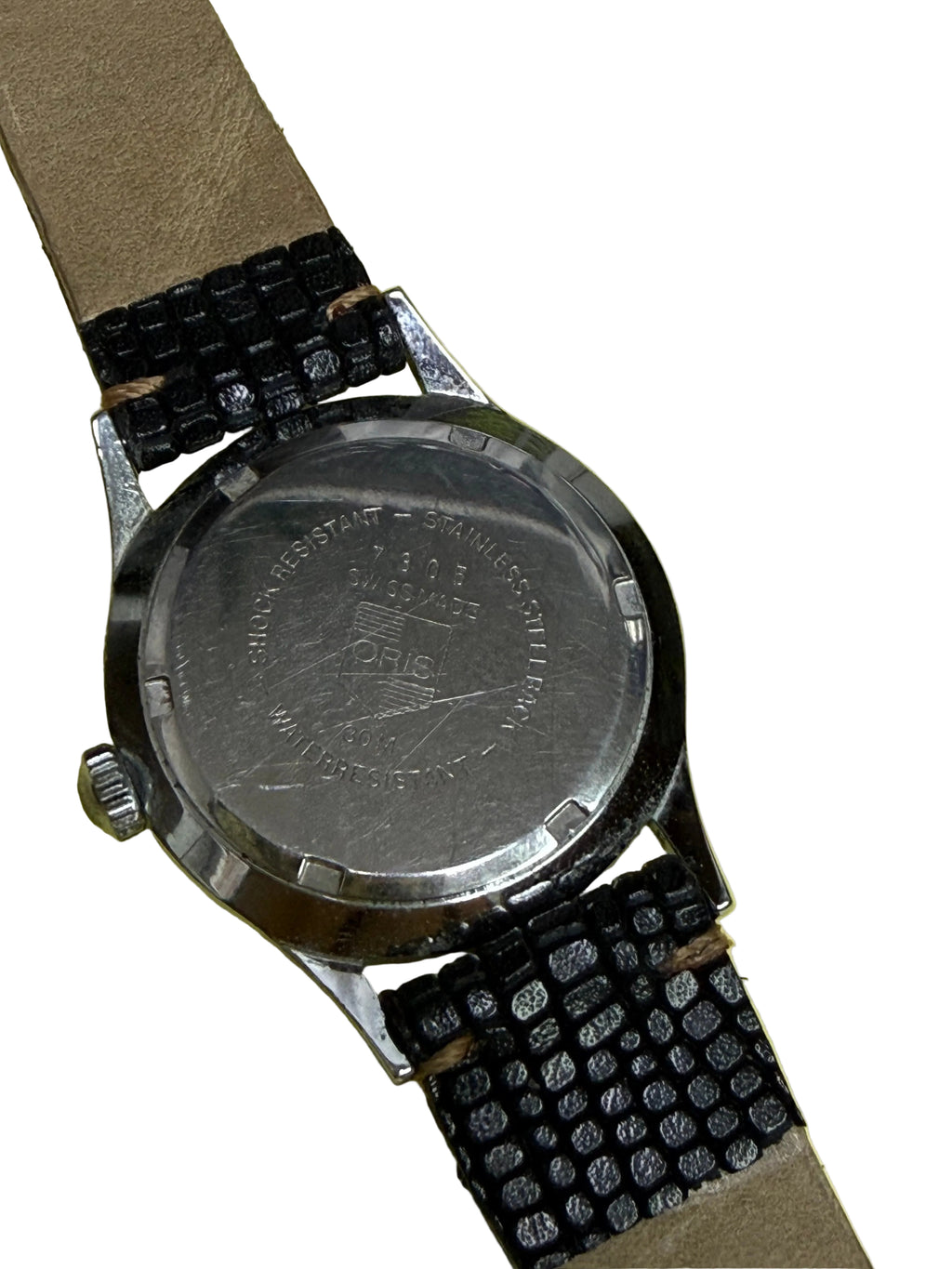 ⁠【雙圈黑膠唱片紋・波浪雕花面】瑞士豪利時 ORIS Ref. 7305 手動上鏈機械腕錶 原廠Cal. 740名芯 箭頭紅秒針 金色柳葉針 29mm⁠
