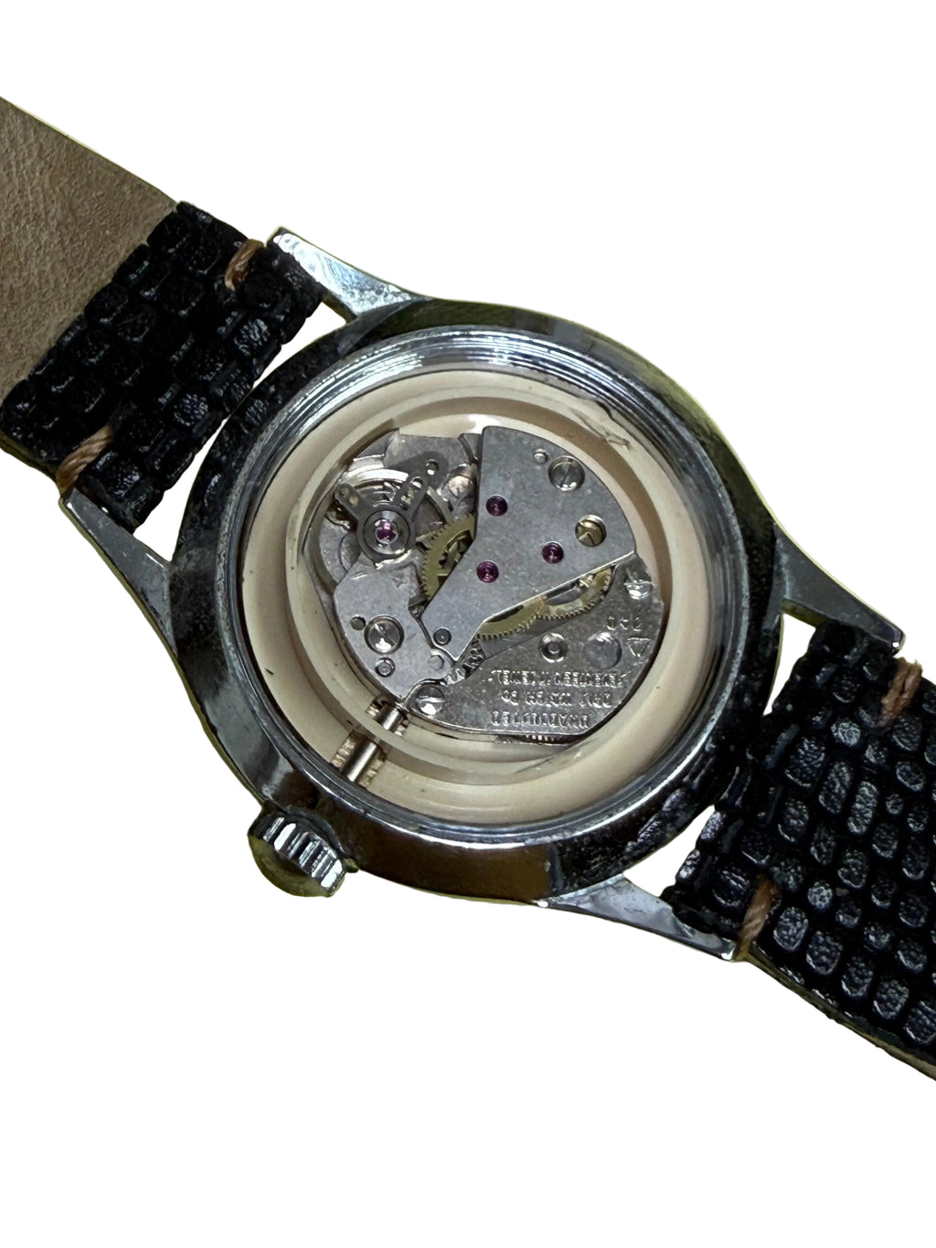 ⁠【雙圈黑膠唱片紋・波浪雕花面】瑞士豪利時 ORIS Ref. 7305 手動上鏈機械腕錶 原廠Cal. 740名芯 箭頭紅秒針 金色柳葉針 29mm⁠