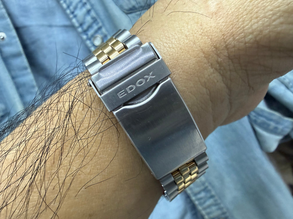 ⁠【經典金銀潤牙圈・瑞士ETA 2824-2名芯】瑞士依度 EDOX Datejust 致敬款 自動機械腕錶 35.5mm 香檳金面 旋入式鎖把 原裝五珠金鋼帶⁠