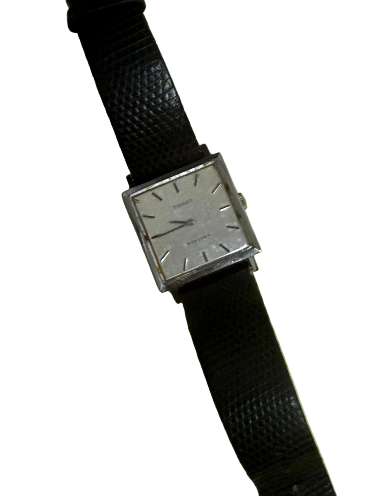 ⁠【極致7mm超薄・自產Cal.709-2名芯】1970s 瑞士天梭 Tissot Stylist 正裝包浩斯方形手上鏈腕錶 27mm 原裝T標把的 原配黑色蜥蜴皮帶
