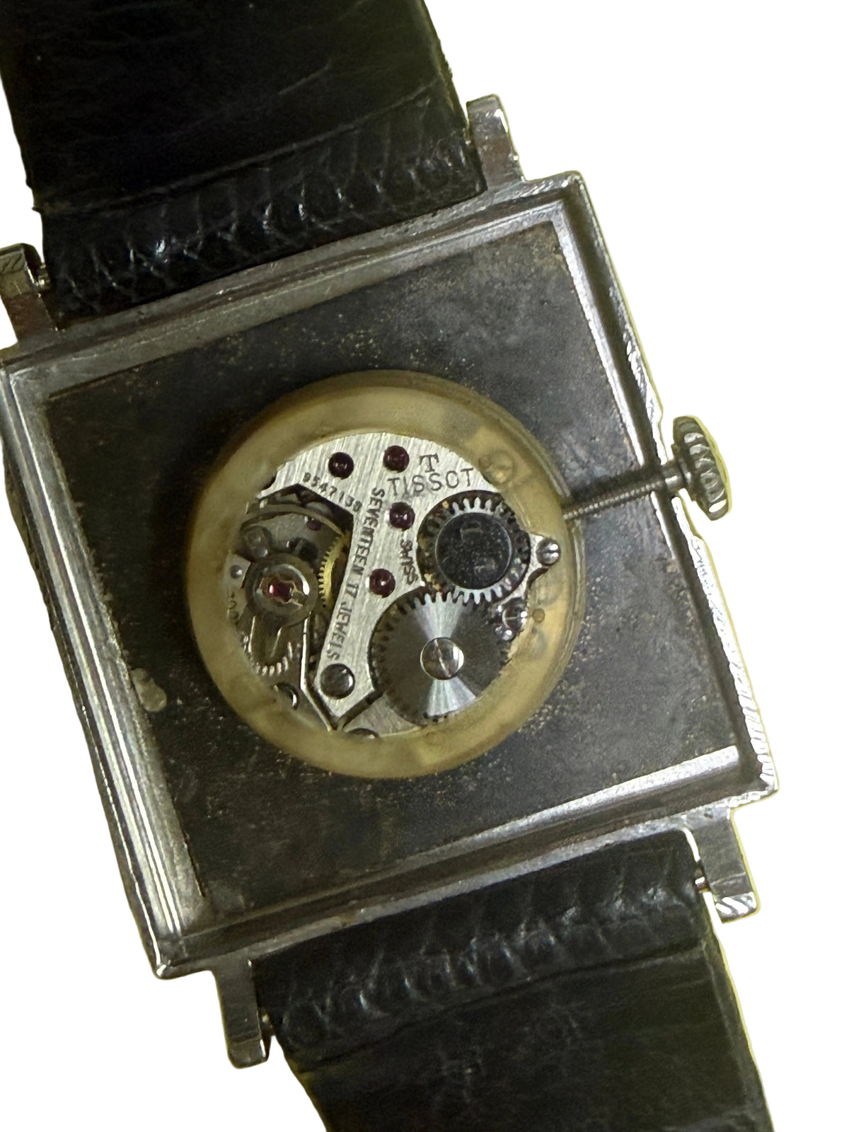 ⁠【極致7mm超薄・自產Cal.709-2名芯】1970s 瑞士天梭 Tissot Stylist 正裝包浩斯方形手上鏈腕錶 27mm 原裝T標把的 原配黑色蜥蜴皮帶