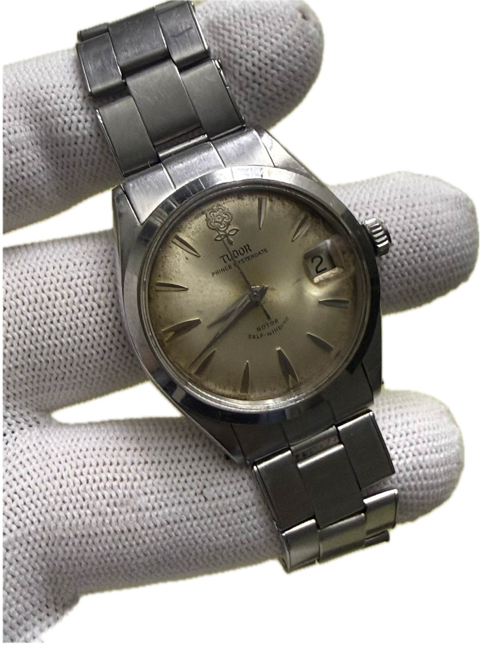 [古董收藏] Vintage Tudor Prince Oysterdate 7966「大花」- 原裝立體大花盤 / Rolex 7205 鉚釘鋼帶 / ETA 2462 自動機芯
