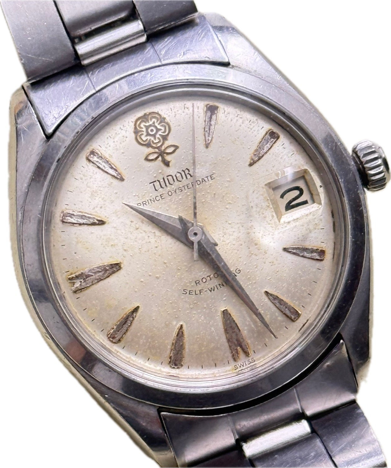 [古董收藏] Vintage Tudor Prince Oysterdate 7966「大花」- 原裝立體大玫瑰盤 / Rolex 7835 原裝扣（代用帶） / ETA 2462 自動名機