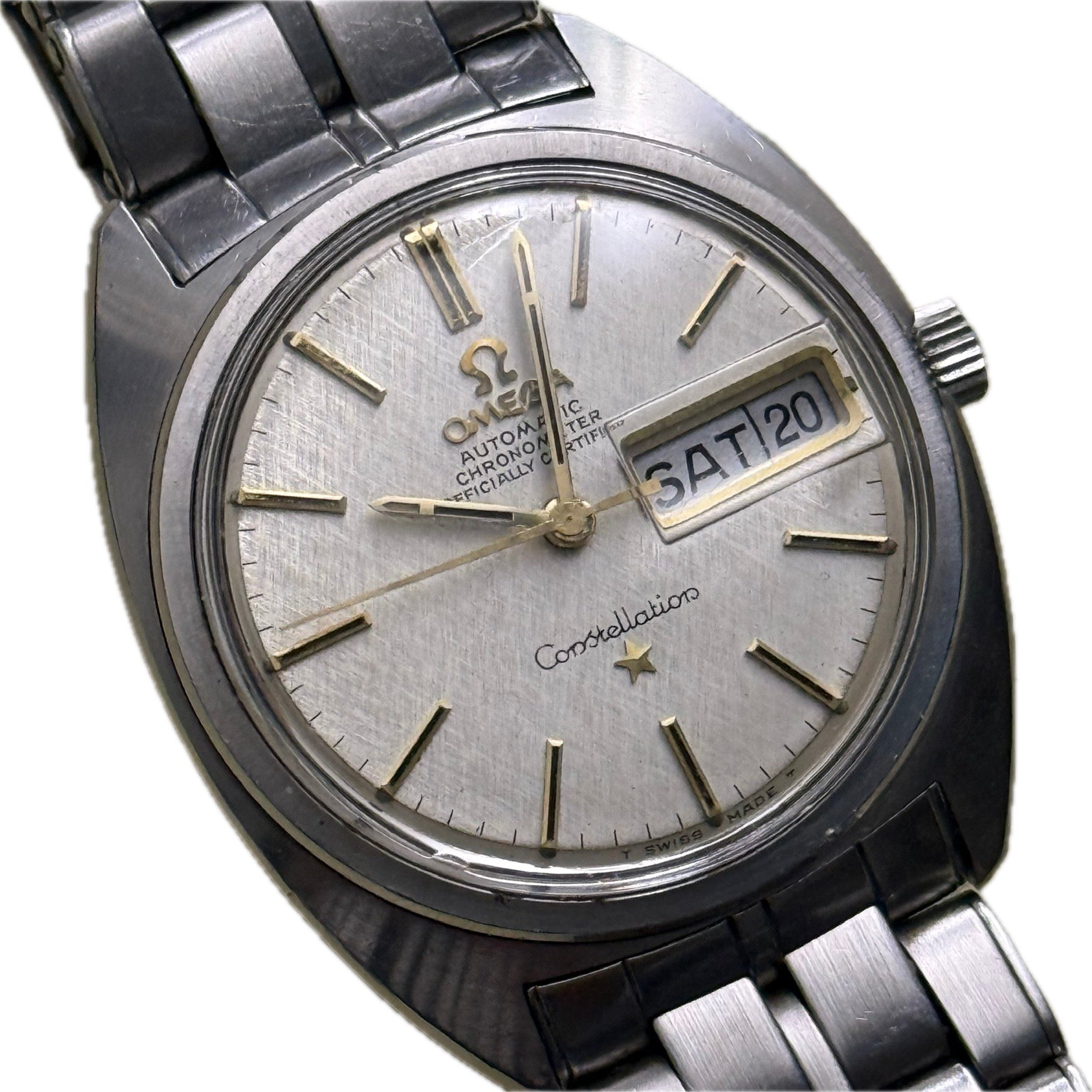 [星座頂級重器] Vintage Omega Constellation 鮑魚雙曆 - 原裝無翻寫麻布面盤 / Cal. 751 天文台紅銅機芯 / 原裝彈弓五珠鋼帶