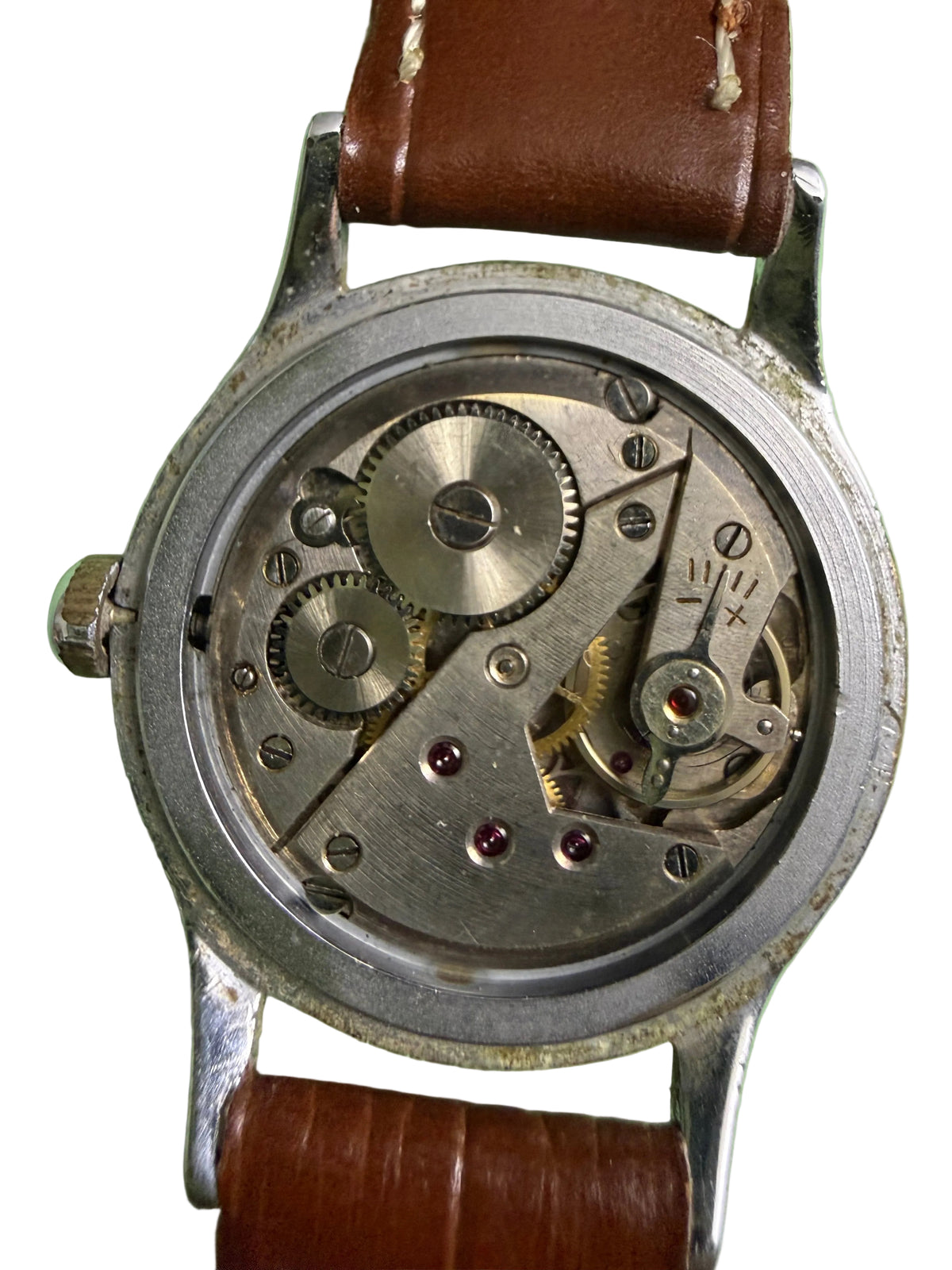 ⁠【1950s古典軍官風・瑞士ETA 900名芯】瑞士原廠 ROYCE 軍官款手上鏈小三針腕錶 30mm 經典包漿面 配全新黑色竹節紋皮帶⁠